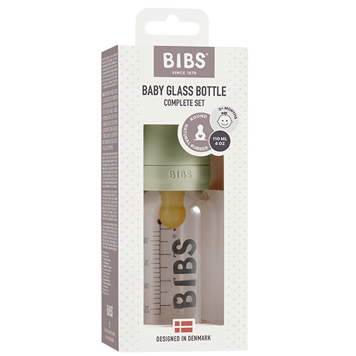 Bibs Baby Glass Bottle Complete Set Latex Sage (110 ml)