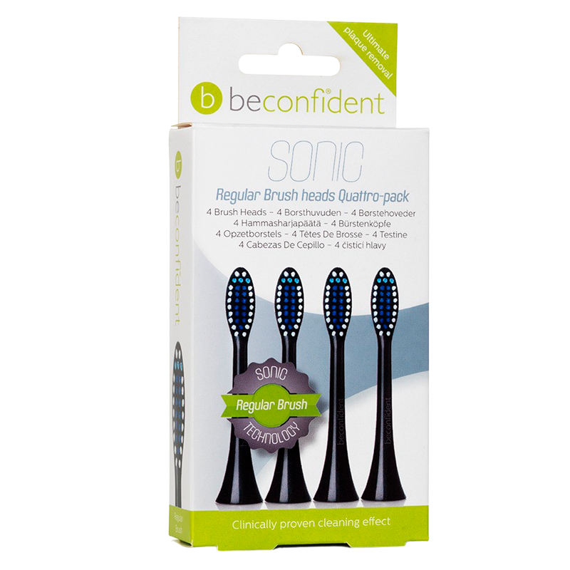 Beconfident Sonic Toothbrush Heads Regular Black (4 stk)