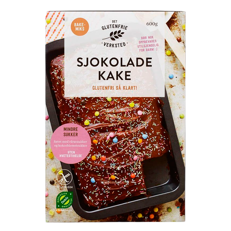 Det Glutenfrie Verksted Chokoladekage Miks Glutenfri Ø (600 g)