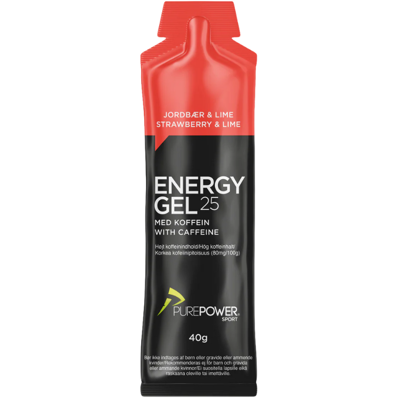 Tilbud PurePower Energy Gel Koffein Jordbær Lime (40 g) køb billig