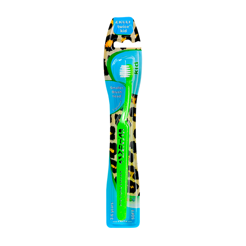 Tilbud Ekulf Twice Kid Tandbørste 3 6 År Ass. Farve (1 stk) køb billig