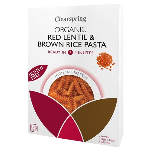 Røde linser og brune ris fusilli Ékologisk – 250 gram