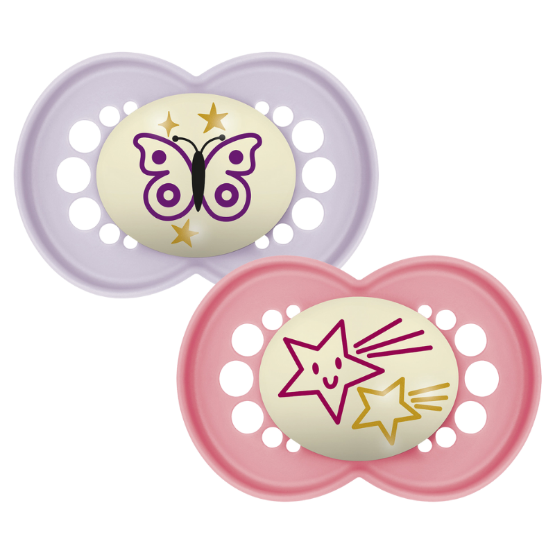 MAM Original Sut Night 6-16M Silicone Pink (2 stk)