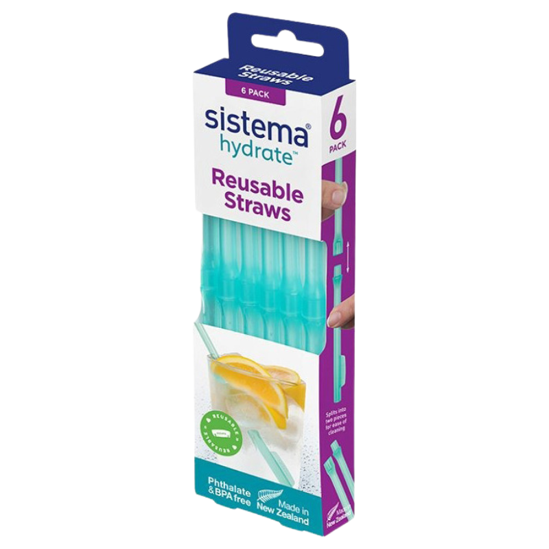 Sistema Genanvendelige Sugerør Blå 6 Pack (1 stk)