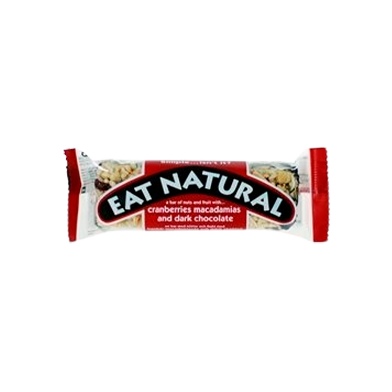 Eat natural Macadamia- & tranebærbar m. chokolade
