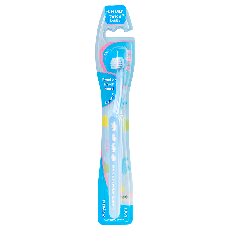 Ekulf Twice Baby Tandbørste 0-3 År Ass. Farve (1 stk)
