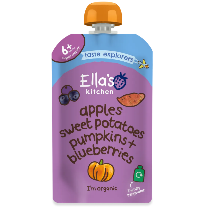 Ellas Kitchen Babymos Kartoffel/Græskar æble/Blåbær Ø 6 Mdr (120 gr) Ellas Kitchen Babymos Kartoffel/Græskar æble/Blåbær Ø 6 Mdr (120 gr)