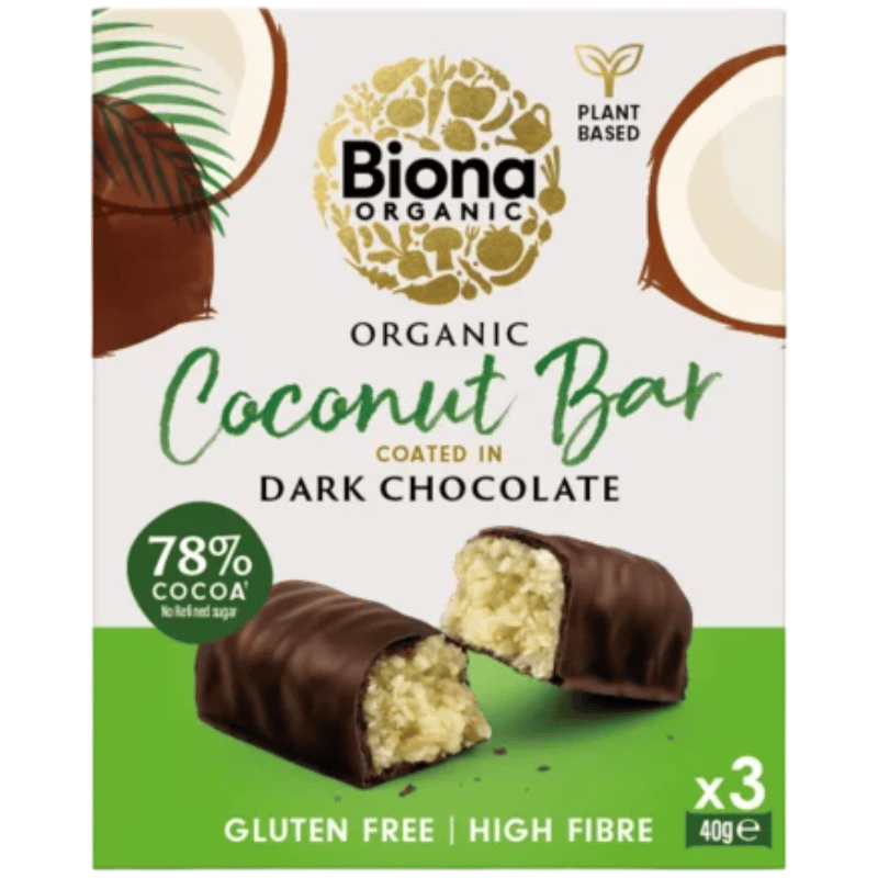 Biona Mørk Chokolade Kokos Bar Ø (3 x 40 g)