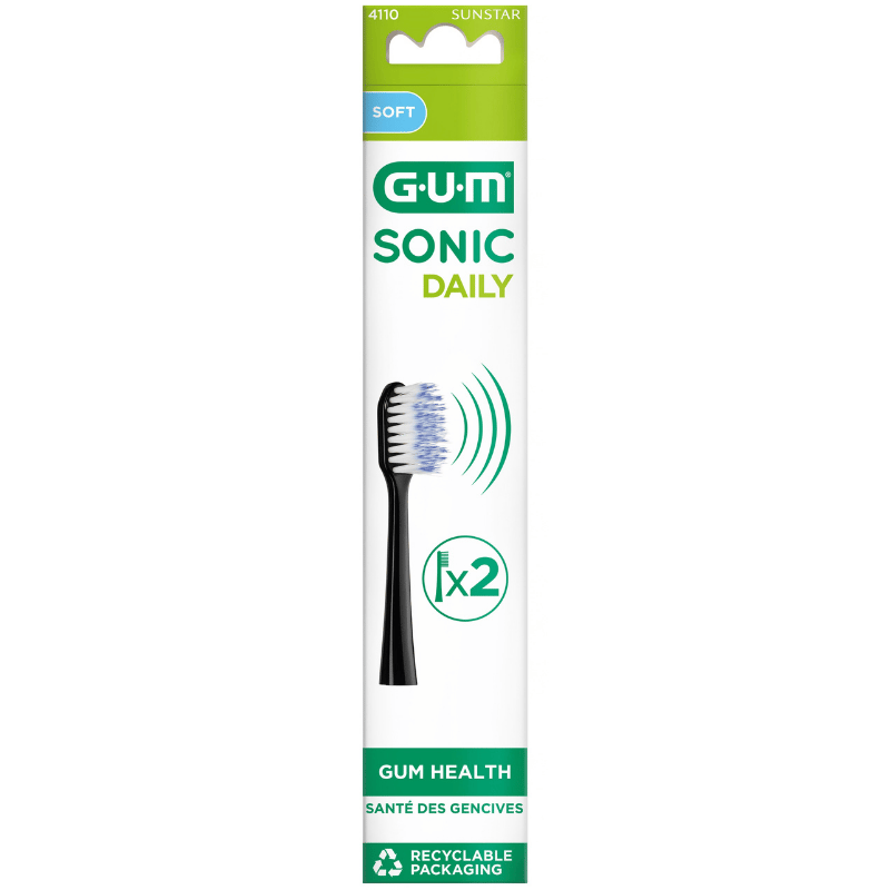 GUM Refill Sonic Sort Børstehoveder (2 stk)