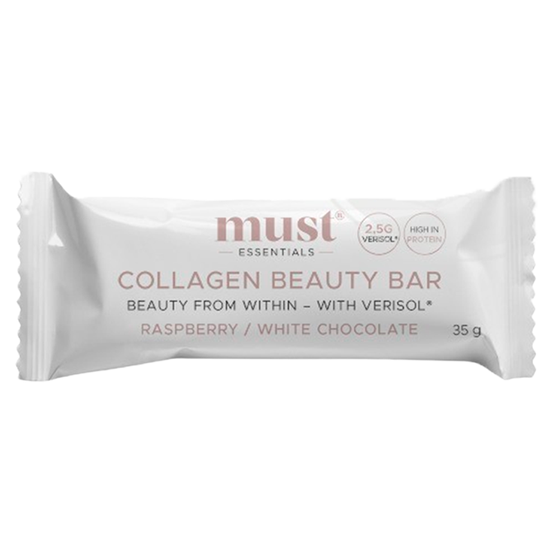 MUST Essentials Verisol Kollagen Bar Hindbær & Hvid Chokolade (35 g)