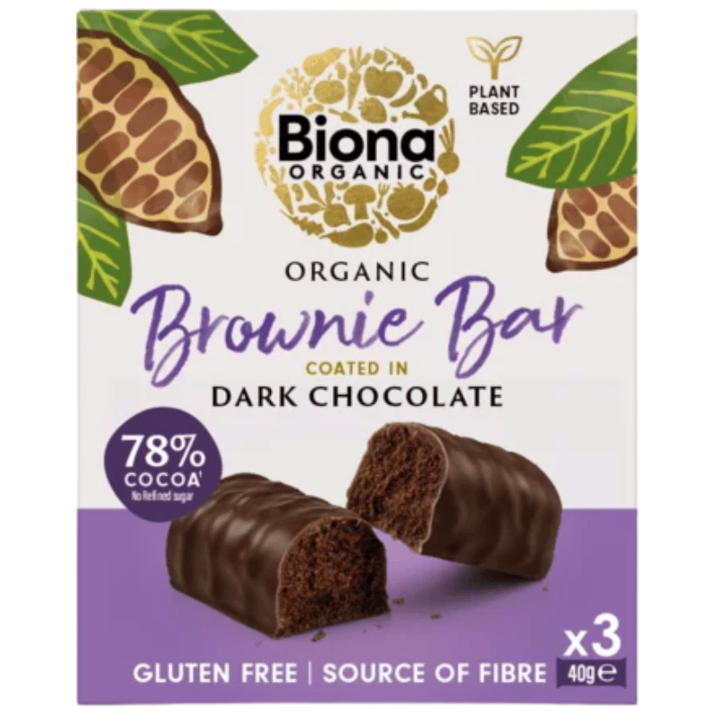 Biona Mørk Chokolade Brownie Bar Ø (3 x 40 g)
