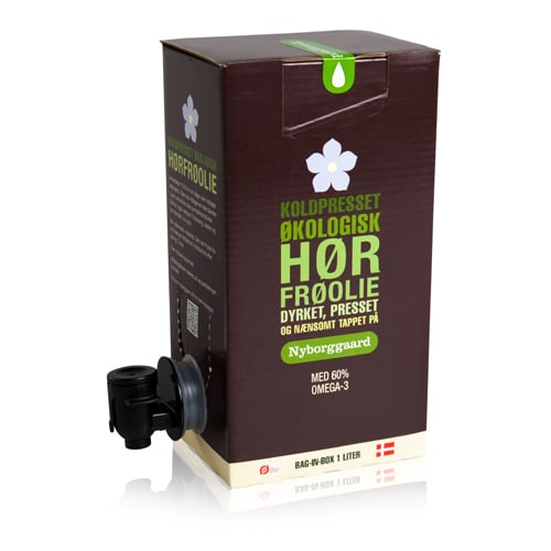Nyborggaard Hørfrøolie økologisk - Bag-In-Box 1 liter