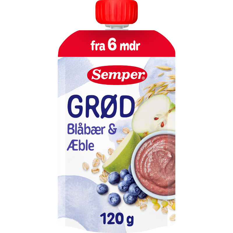 Semper Grød Blåbær/Æble 6M (120 g)