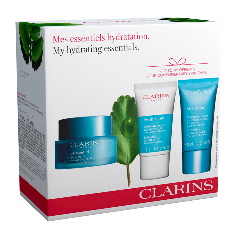 Clarins Set: Hydra Day, Fresh Scrub, SOS Hydra Mask (80 ml)