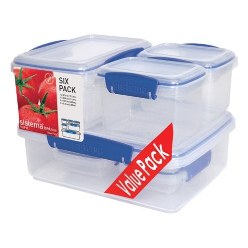 Tilbud Sistema Opbevaringsboks Six Pack Blå (6 pk ml) køb billig