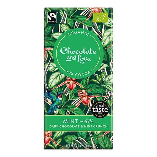 UDSALG Chocolate and Love Chokolade Mint 67 Ø (80g) køb billig