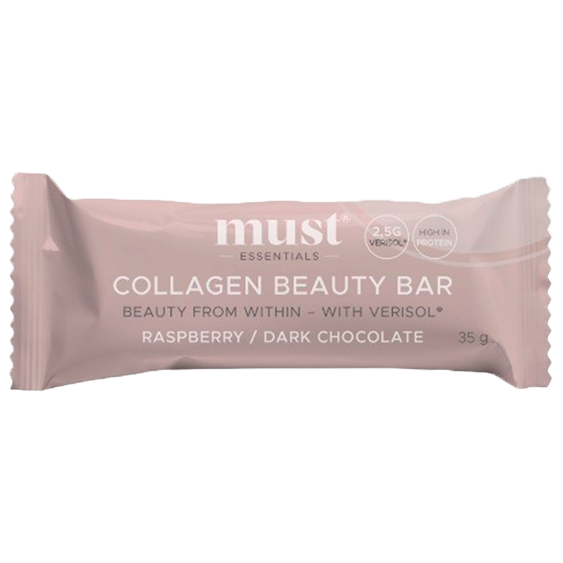 MUST Essentials Verisol Kollagen Bar Hindbær & Mørkchokolade (35 g)