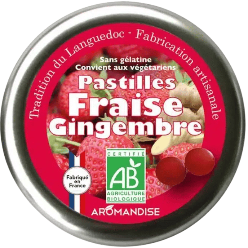 Aromandise Pastiller M. Jordbær & Ingefær Ø (45 g)