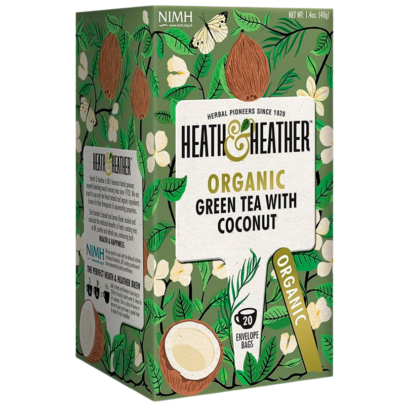 Heath & Heather Organic Green Tea & Coconut (20 breve)