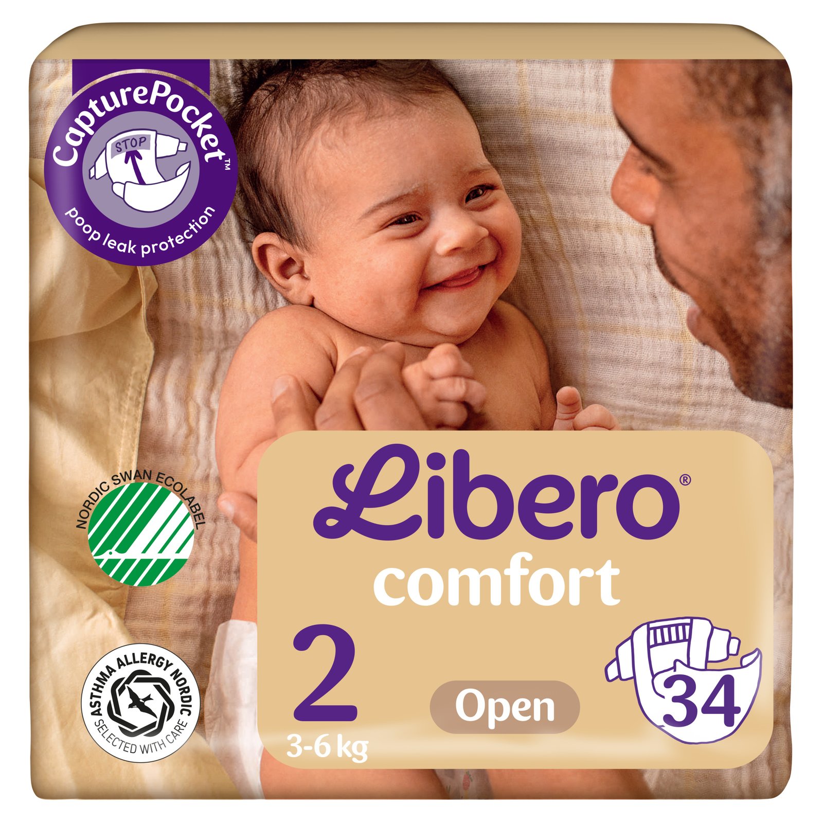 Libero Åben ble Str. 2, 3-6 kg (34 stk)