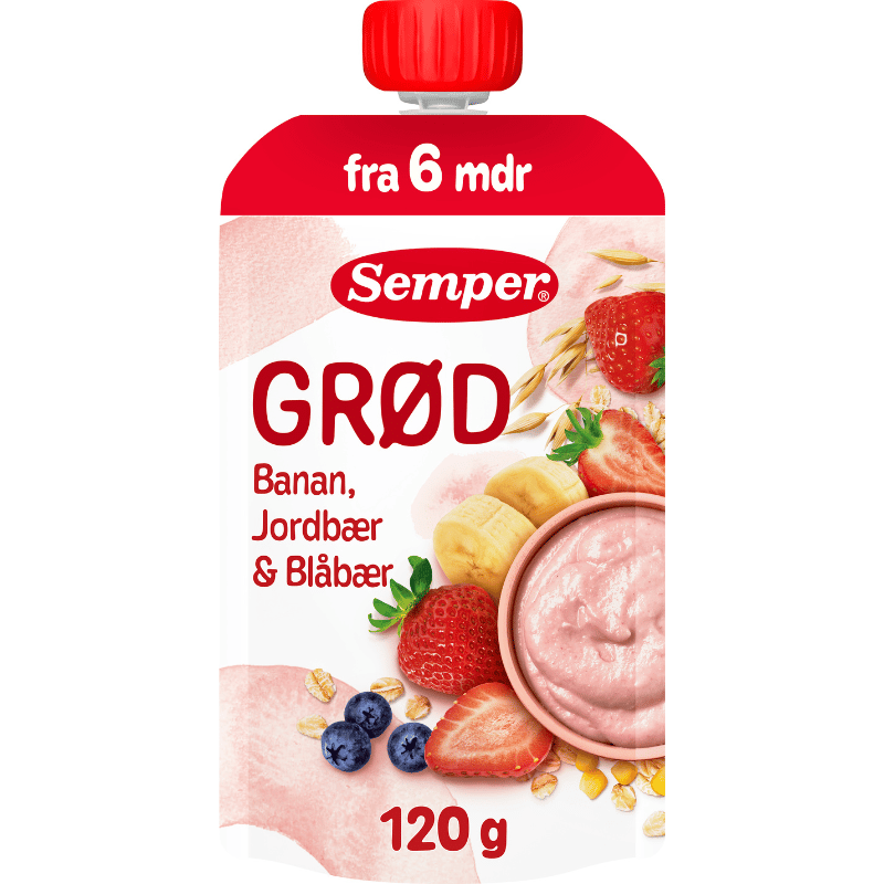 Semper Grød Jordbær/Banan 6M (120 g)