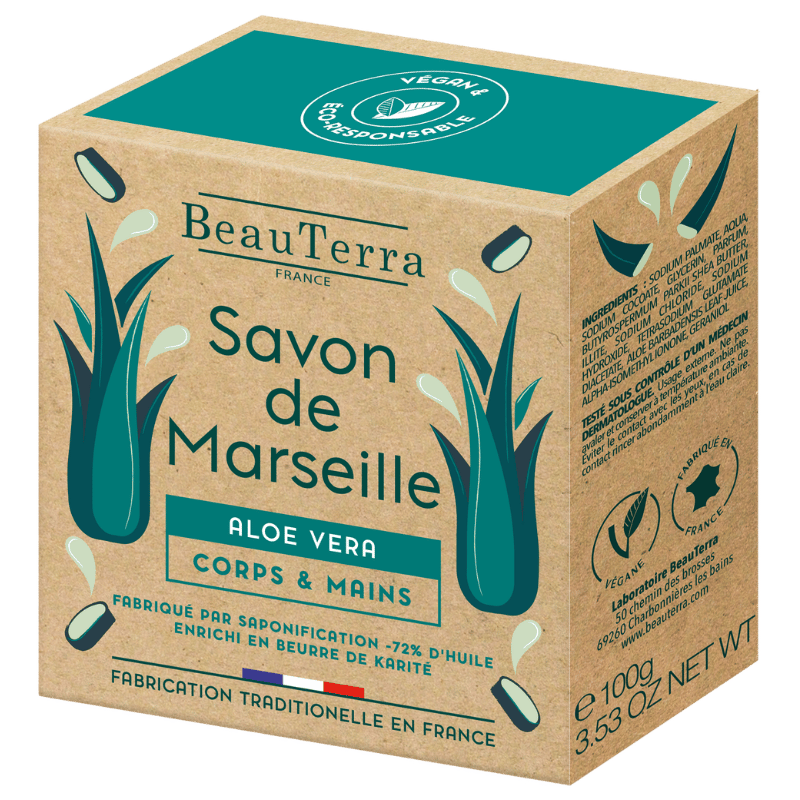 Beau Terra Marseille Sæbebar Aloe Vera (100 g)