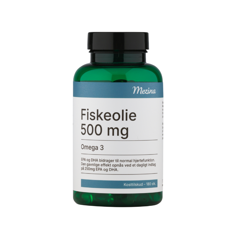 Tilbud Mezina Fiskeolie Omega 3 500 mg (180 kaps) køb billig
