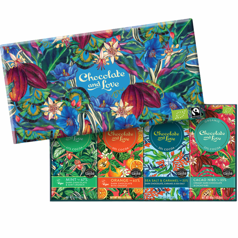 Chocolate and Love Blue Oasis Chokolade Gaveæske Ø (4 x 80 g)