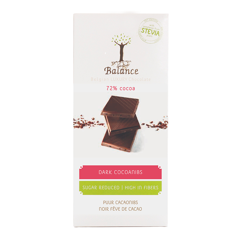 Stevia Balance Plade Mørk Kakonibs (85 g)