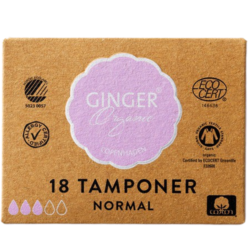 Ginger Organic Tampon u. indføringshylster Normal Ø (18 stk)