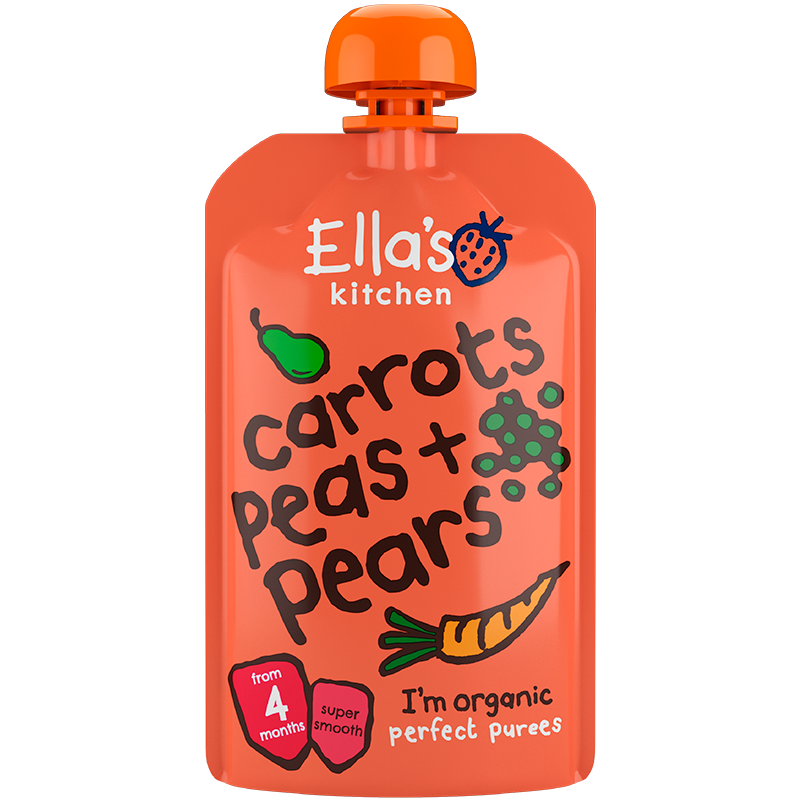 Ellas Kitchen Babymos Gulerod/Ærter/Pære Ø 4 Mdr (120 gr)