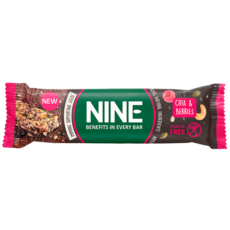 9NINE Bar Hindbær & Chia (40 g)