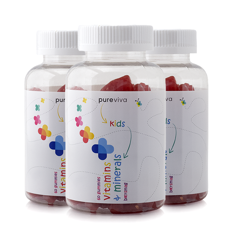 UDSALG 3 x Pureviva Kids Vitamins Minerals (60 gummies) køb billig