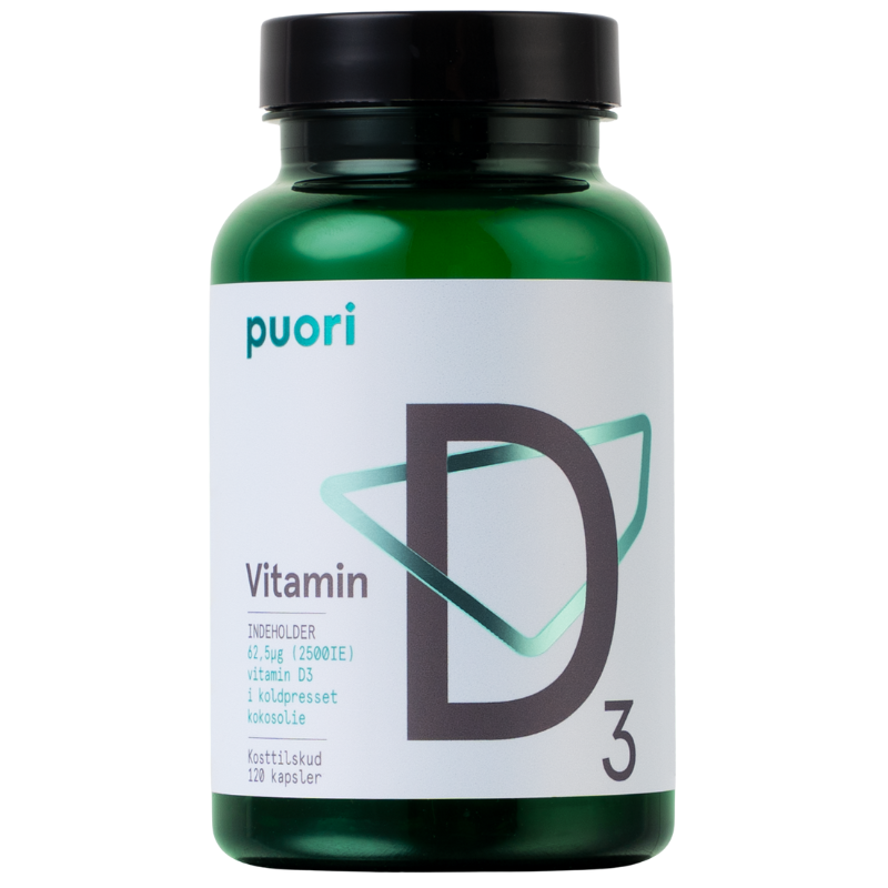 Puori (PurePharma) Vitamin D3 med Kokosolie - 62,5 µg (120 kapsler)