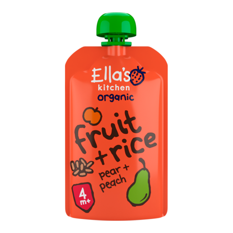 Ellas Kitchen Babymos Fersken/Pære/Baby Ris Ø 4 Mdr (120 gr)