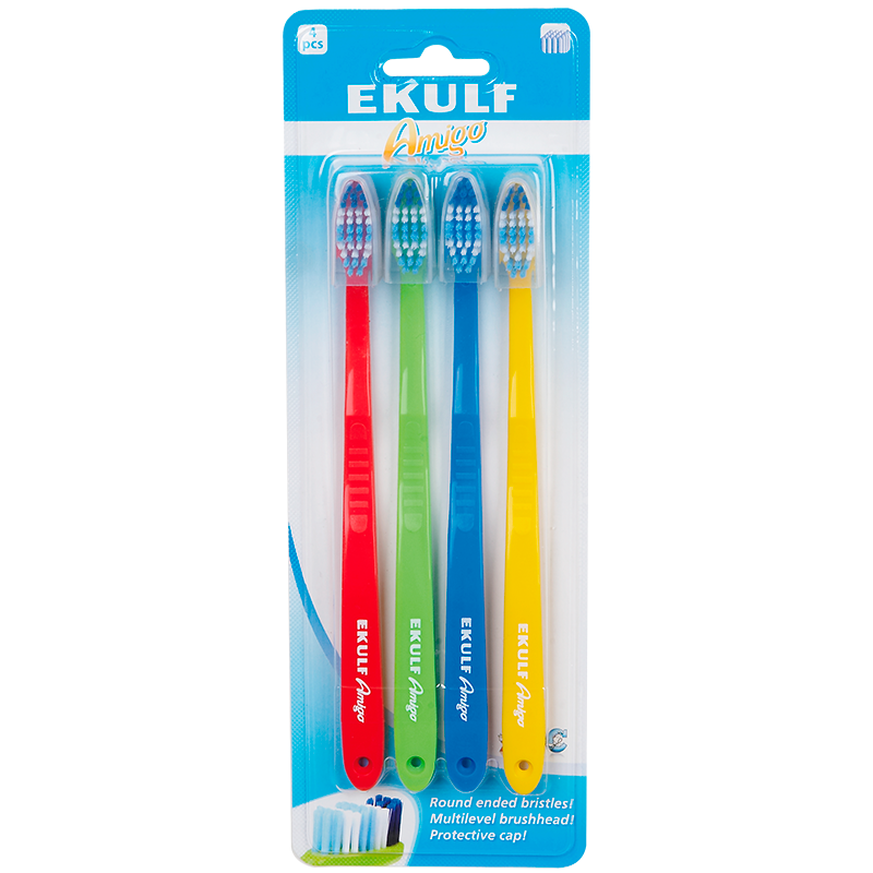 Tilbud Ekulf Amigo Tandbørste (4 stk) køb billig