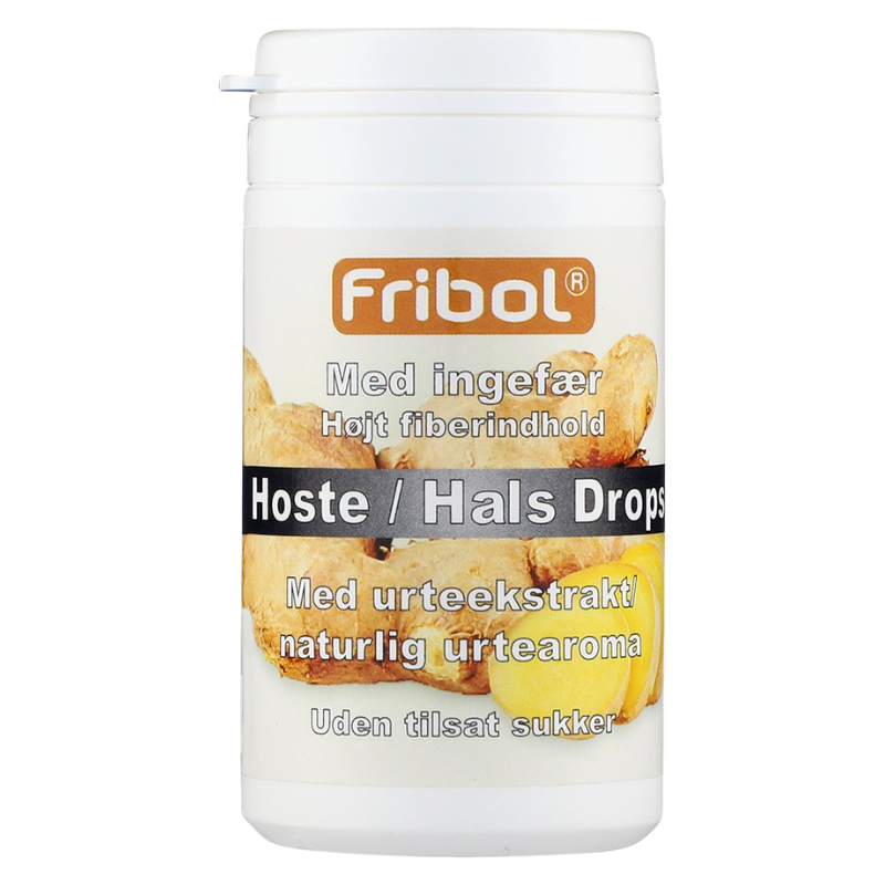 Tilbud Fribol Hoste Hals Drops Ingefær (60 g) køb billig