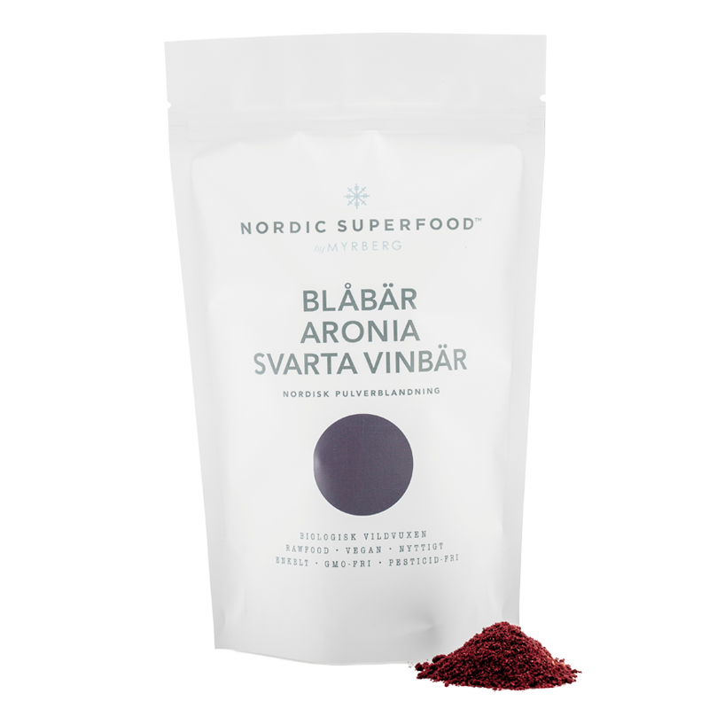 Nordic Superfood Pulver Blue Blåbær, Aronia, Solbær (80 g)