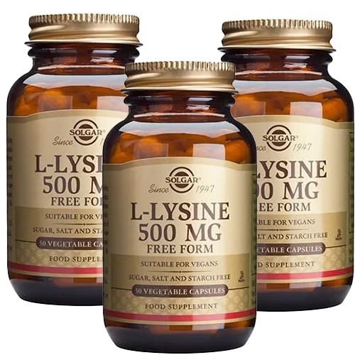 3 x Solgar L-Lysin Aminosyre 500 mg (50 kap)