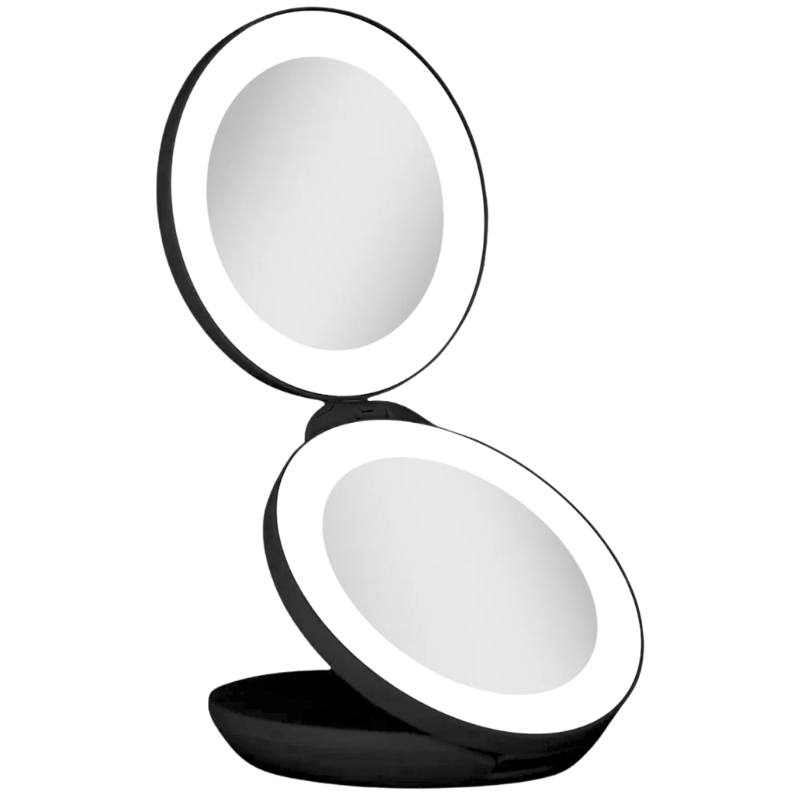 UNIQ Kompakt Dobbelt Rejsespejl M. LED Sort (1 stk)