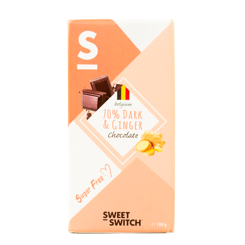 Sweet Switch Chokolade Ginger Mørk Med Ingefær Sukkerfri (100 g)