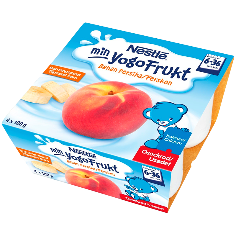 Nestle Min Yogo Frukt m. Fersken & Banan (4x100 g)