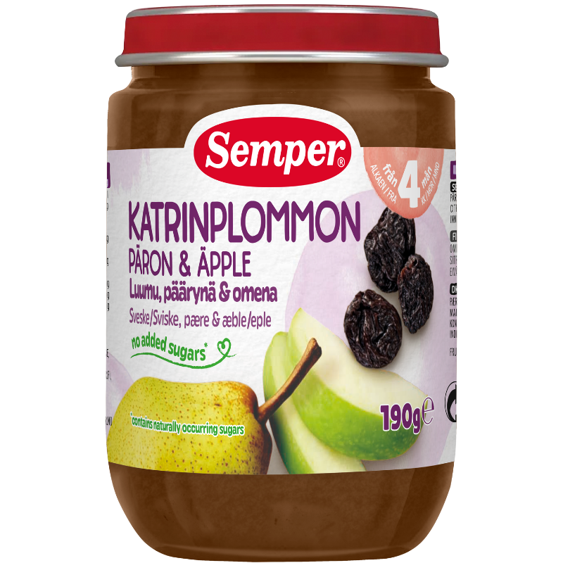 Semper Sveskepuré Pære/Æble 4M (190 g)