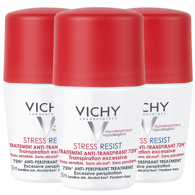 3 x Vichy Stress Resist Anti-Perspirant Deo Roll-On 72h (50 ml)