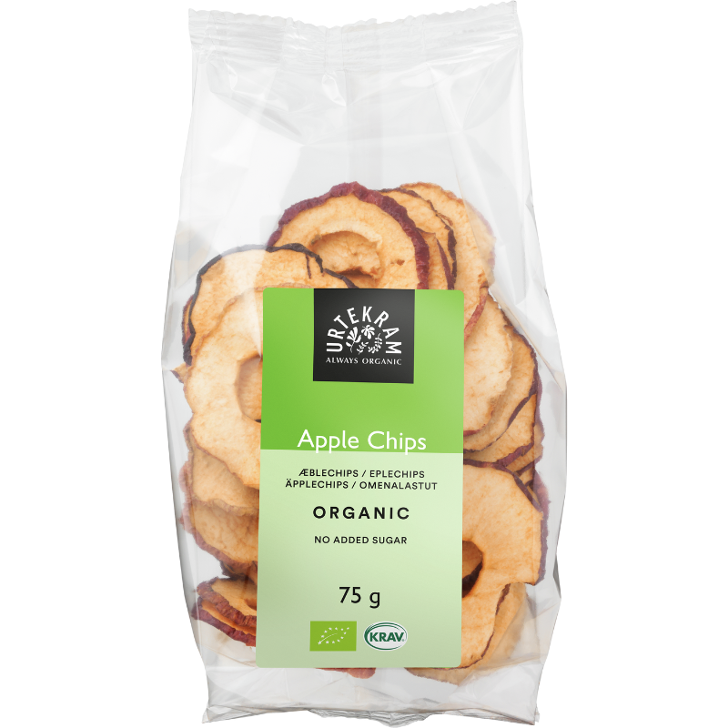Vintilbud Urtekram Æblechips (75 gr) køb billig