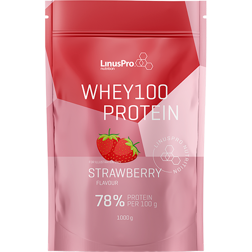 UDSALG LinusPro Nutrition Whey100 Jordbær (1 kg) køb billig