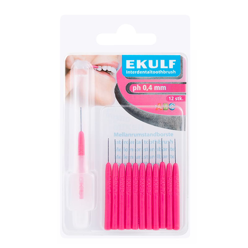 Ekulf PH Mellemrumsbørste 0,4 mm Pink (12 stk)