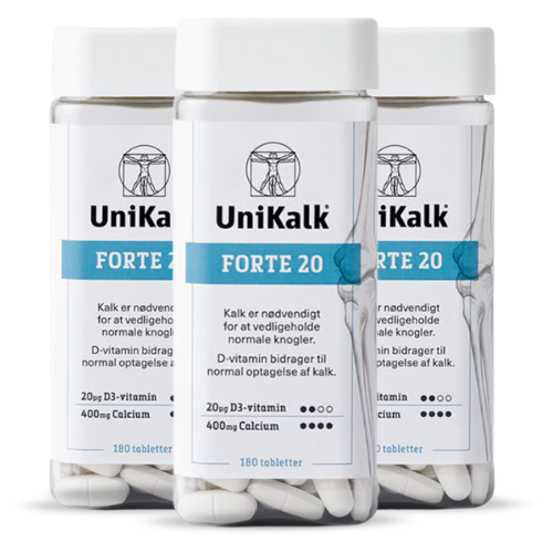 Vintilbud 3 x Unikalk Forte 20 (180 stk) køb billig
