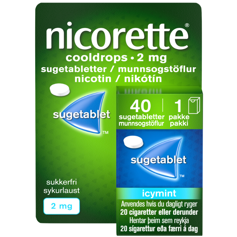 Nicorette Cooldrops Sugetabletter 2 mg (40 stk) Nicorette Cooldrops Sugetabletter 2 mg (40 stk)