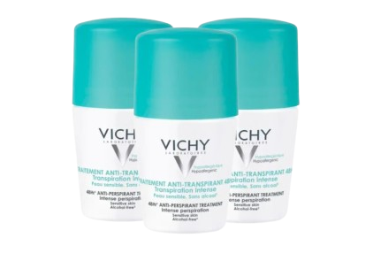 Tilbud 3 x Vichy Antiperspirant Deodorant Roll On 48H (50 ml) køb billig
